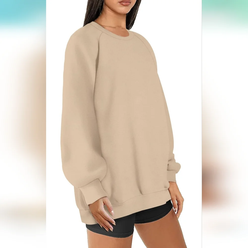 Oversized‎ Large Sweatshirt Fleece Pullover Crewneck New Khaki Tan Soft
